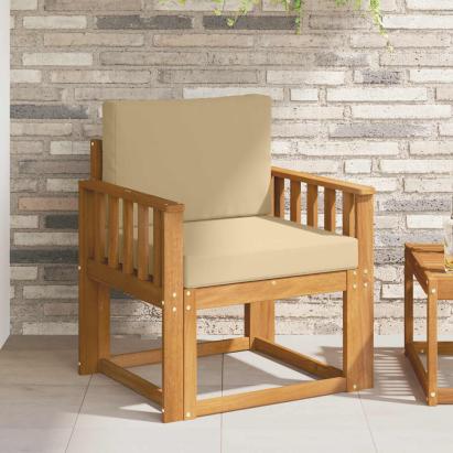 Canapea de exterior Lemn de acacia solid și poliester natural GartenMobel Dekor