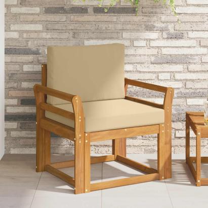 Canapea de exterior Lemn de acacia solid și poliester natural GartenMobel Dekor
