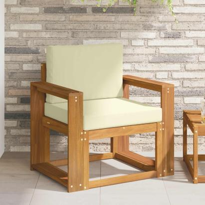 Canapea de exterior Lemn de acacia solid și poliester natural GartenMobel Dekor