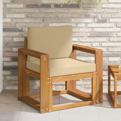 Canapea de exterior Lemn de acacia solid și poliester natural GartenMobel Dekor
