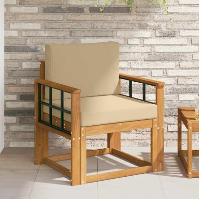 Canapea de exterior Lemn de acacia solid și poliester natural GartenMobel Dekor