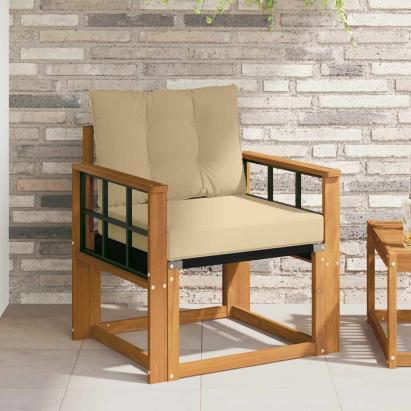 Canapea de exterior Lemn solid de Acacia și Textilene natural GartenMobel Dekor