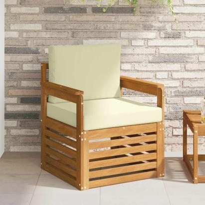 Canapea de exterior Lemn de acacia solid și poliester natural GartenMobel Dekor