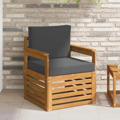 Canapea de exterior Lemn de acacia solid și poliester natural GartenMobel Dekor