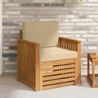 Canapea de exterior Lemn de acacia solid și poliester natural GartenMobel Dekor