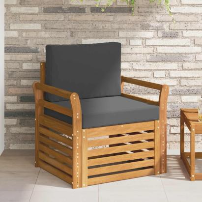 Canapea de exterior Lemn de acacia solid și poliester natural GartenMobel Dekor