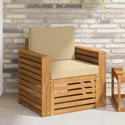 Canapea de exterior Lemn de acacia solid și poliester natural GartenMobel Dekor
