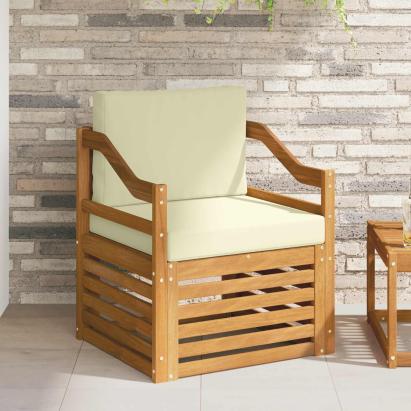 Canapea de exterior Lemn de acacia solid și poliester natural GartenMobel Dekor