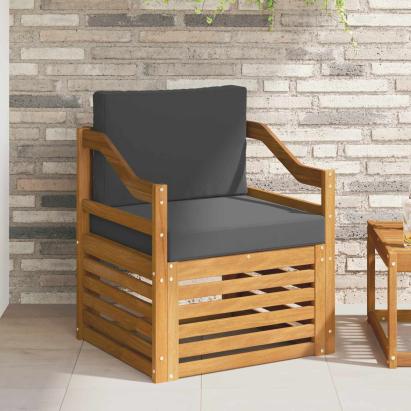 Canapea de exterior Lemn de acacia solid și poliester natural GartenMobel Dekor