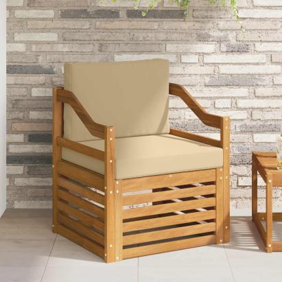 Canapea de exterior Lemn de acacia solid și poliester natural GartenMobel Dekor