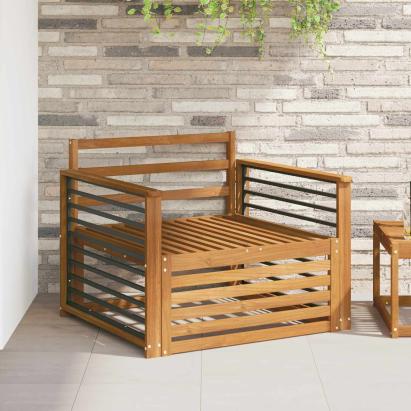 2 Bucată Sofa cu Brațe Lemn Solid de Acacia natural GartenMobel Dekor
