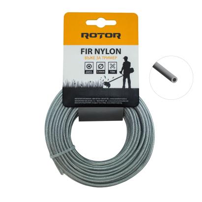 Fir nylon cu inserție oțel, profil rotund 2,4 mm x 15 m pentru motocoasă ROTOR