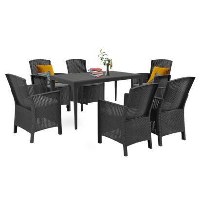 Set mobilier de grădină Leziter Odima 6+1, grafit, ratan