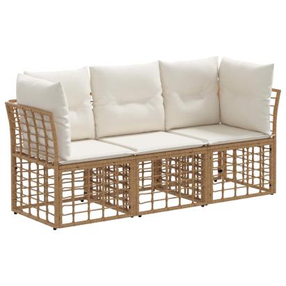 Set de canapele de exterior cu pernă 3 pcs natural Poliester GartenMobel Dekor