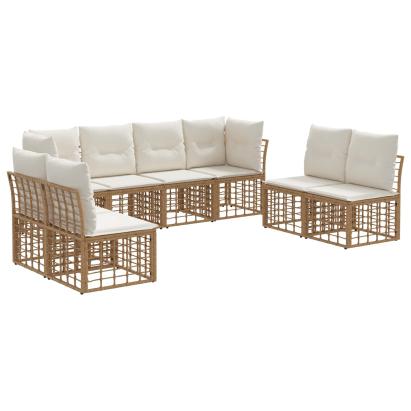 Set de canapele de exterior cu pernă 8 pcs natural Poliester GartenMobel Dekor