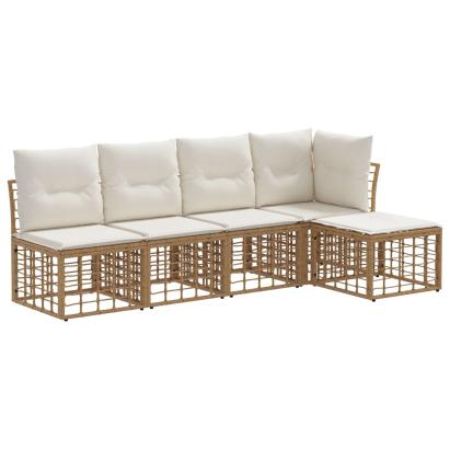 Set de canapele de exterior cu pernă 2 pcs natural Poliester GartenMobel Dekor