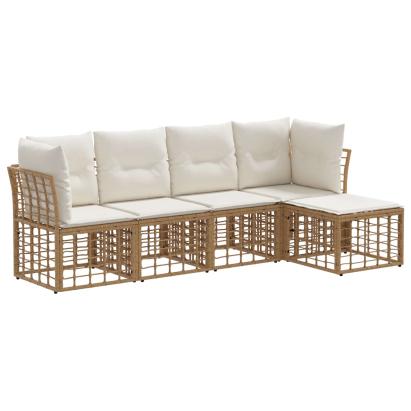 Set de canapele de exterior cu pernă 5 pcs natural Poliester GartenMobel Dekor
