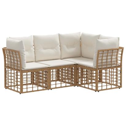 Set de canapele de exterior cu pernă 4 pcs natural Poliester GartenMobel Dekor