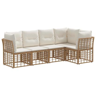 Set de canapele de exterior cu pernă 5 pcs natural Poliester GartenMobel Dekor