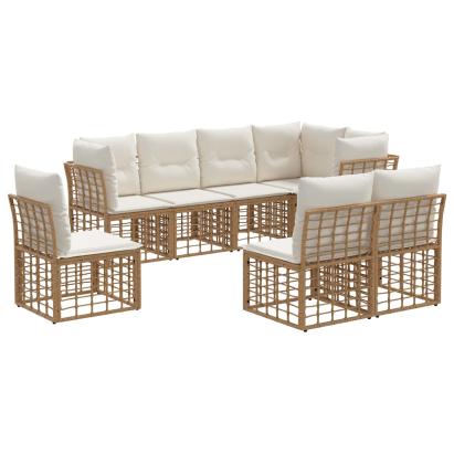 Set de canapele de exterior cu pernă 8 pcs natural Poliester GartenMobel Dekor