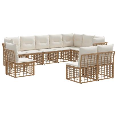 Set de canapele de exterior cu pernă 7 pcs natural Poliester GartenMobel Dekor