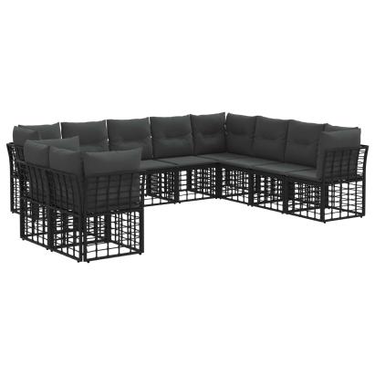 Set de canapele de exterior cu pernă 8 pcs Negru Poliester GartenMobel Dekor