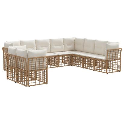 Set de canapele de exterior cu pernă 8 pcs natural Poliester GartenMobel Dekor
