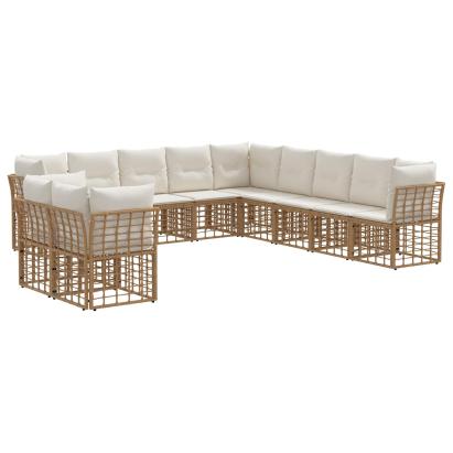 Set de canapele de exterior cu pernă 11 pcs natural Poliester GartenMobel Dekor