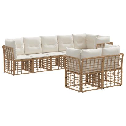 Set de canapele de exterior cu pernă 6 pcs natural Poliester GartenMobel Dekor