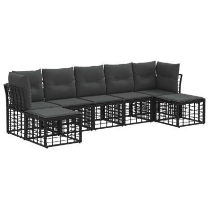 Set de canapele de exterior cu pernă 4 pcs Negru Poliester GartenMobel Dekor