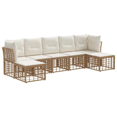 Set de canapele de exterior cu pernă 4 pcs natural Poliester GartenMobel Dekor