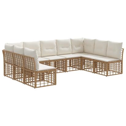Set de canapele de exterior cu pernă 9 pcs natural Poliester GartenMobel Dekor