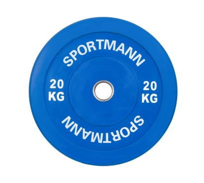 Disc bumper olimpic SPORTMANN 20 kg, 51 mm, din cauciuc albastru