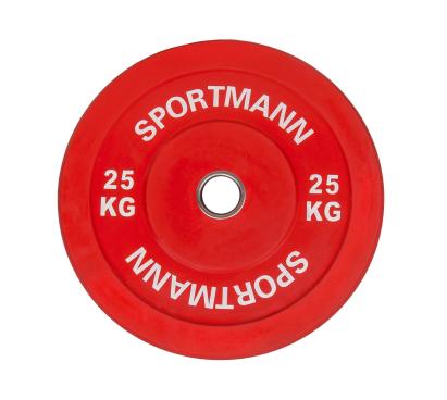 Disc olimpic bumper SPORTMANN din cauciuc, 25 kg, 51 mm, rosu