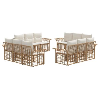 Set de canapele de exterior cu pernă 12 pcs Alb Natural și Crem GartenMobel Dekor