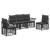 Set de canapele de exterior 5 pcs Negru și Gri închis Poliester GartenMobel Dekor