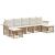 Set de canapele de exterior 7 pcs Alb Natural și Crem Poliester GartenMobel Dekor