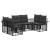 Set de canapele de exterior 6 pcs Negru și Gri închis Poliester GartenMobel Dekor
