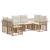 Set de canapele de exterior 6 pcs Alb Natural și Crem Poliester GartenMobel Dekor