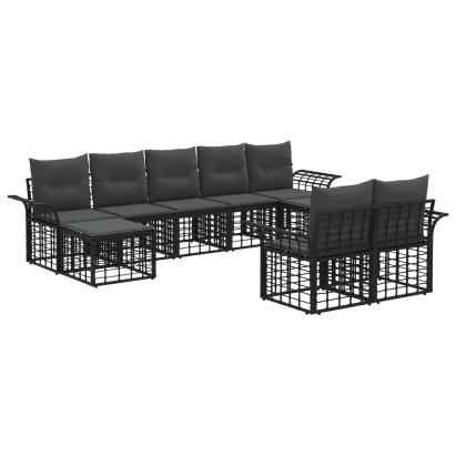 Set de canapele de exterior 9 pcs Negru și Gri închis Poliester GartenMobel Dekor