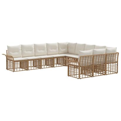 Set de canapele de exterior cu pernă 11 pcs Alb Natural și Crem GartenMobel Dekor