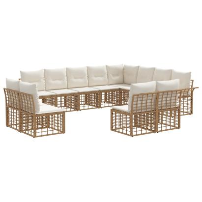 Set de canapele de exterior cu pernă 12 pcs Alb Natural și Crem GartenMobel Dekor