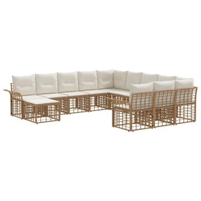 Set de canapele pentru grădină 12 pcs Alb Natural și Crem GartenMobel Dekor