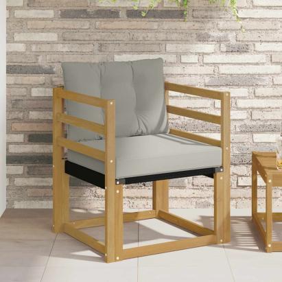 Canapea de exterior Lemn solid de Acacia și Textilene Alb GartenMobel Dekor