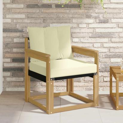 Canapea de exterior Lemn solid de Acacia și Textilene Alb GartenMobel Dekor