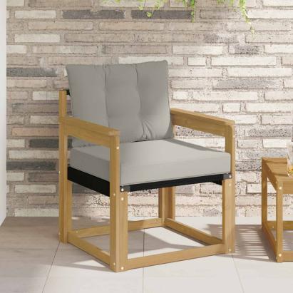 Canapea de exterior Lemn solid de Acacia și Textilene Alb GartenMobel Dekor