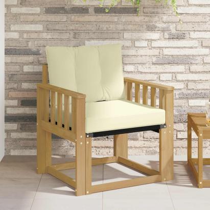 Canapea de exterior Lemn solid de Acacia și Textilene Alb GartenMobel Dekor