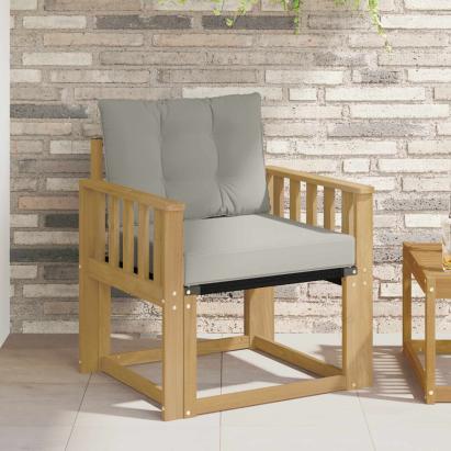 Canapea de exterior Lemn solid de Acacia și Textilene Alb GartenMobel Dekor