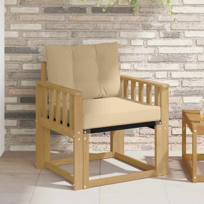 Canapea de exterior Lemn solid de Acacia și Textilene Alb GartenMobel Dekor