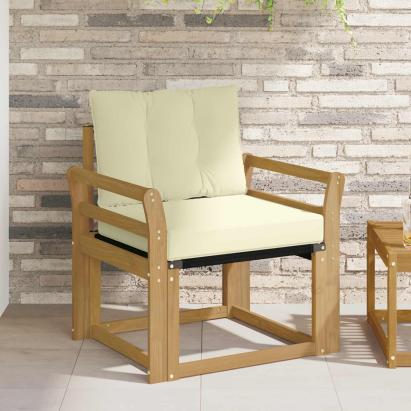 Canapea de exterior Lemn solid de Acacia și Textilene Alb GartenMobel Dekor